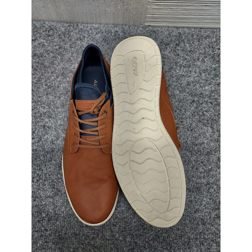 Aldo Men Dress Shoe 9.5 Brown Leather Derby Colby Lace Up Round Toe Business